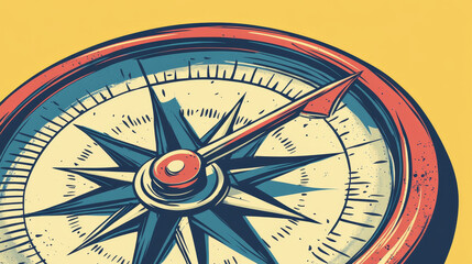 Cartoon vintage compass. Isolated vector ancient, pirate, nautical, sea navigation item, reveals wind rose symbol with directions and arrow. Captain tool for maritime travel, adventure game asset