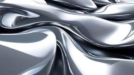 Abstract Silver Liquid Metal Swirling Design