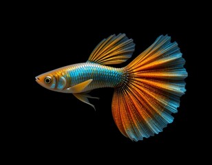Fototapeta premium Guppy fish swimming in the aquarium