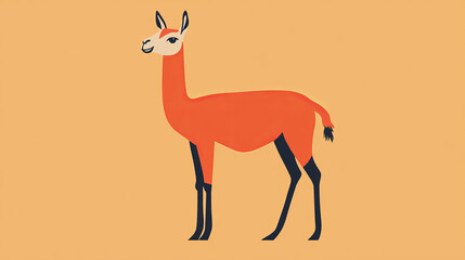 Guanaco lama guanicoe, camelid native to South America, llama animal color line icon. Vector Argentina travel symbol, guanaco horse