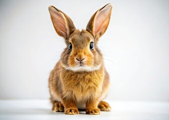Obraz premium Cute Brown Rabbit, Fashion Photography, White Background, AI Photo