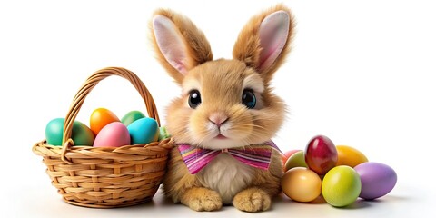 Cute Easter Bunny with Egg Basket - AI Photorealistic Portrait