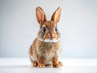 Obraz premium Cute Rabbit on White Background - AI Photo