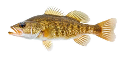 A detailed close-up view of a smallmouth bass.