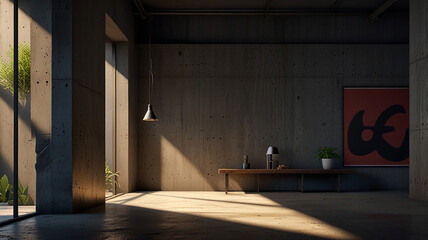 Modern living room with dramatic natural lighting