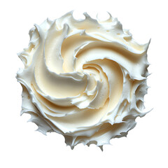 Whipped cream swirl texture isolated on transparent background