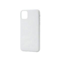 White plastic mobile phone case mockup isolated on white background