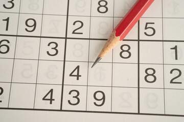 Sudoku puzzle, game to play for keep you brain younger for developing Alzheimer disease in senior patient.