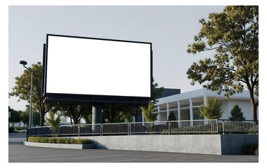 Obraz premium Blank white big mockup advertising sign on store, shop, shopping mall building. Empty banner mock up template outdoor, Mock up large advertisement signboard near the entrance