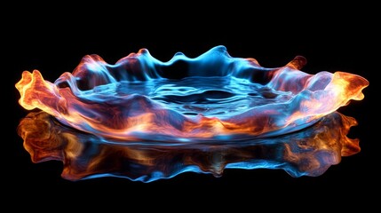 Brightly colored liquid surface in motion, boiling 3D plasma formations with reflections. 