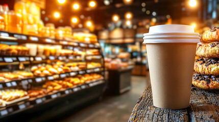 Coffee and pastries in a bakery cafe