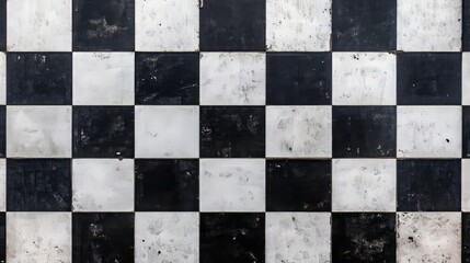 Classic black-and-white checkered chessboard pattern, seamless and bold. 