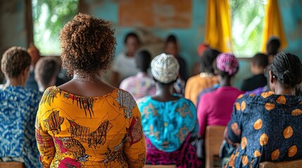 A community workshop on financial literacy, with diverse participants learning skills to improve their economic situation 