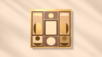 Neutral Tones Abstract: A Minimalist Composition of Geometric Shapes in Beige, Brown, and Gold, Perfect for Modern Interior Design.