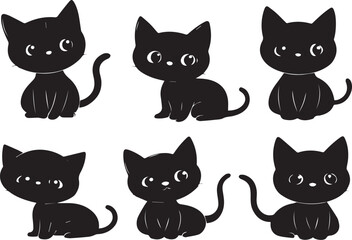 Fototapeta premium Set kittenes. Hand drawn vector illustration