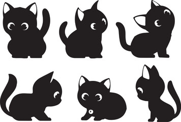 Set kittenes. Hand drawn vector illustration