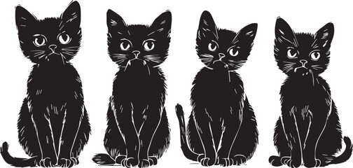 Set kittenes. Hand drawn vector illustration