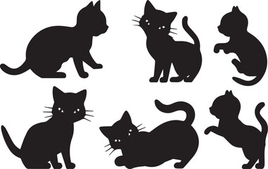Set kittenes. Hand drawn vector illustration