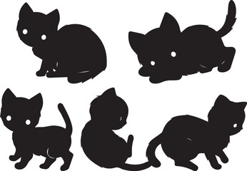 Set kittenes. Hand drawn vector illustration