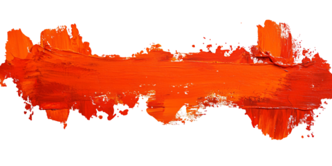 An abstract acrylic painting showcasing bold orange brushstrokes against a black background.