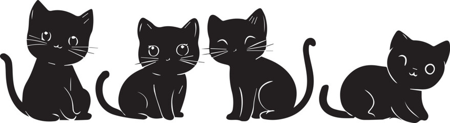 Set kittenes. Hand drawn vector illustration