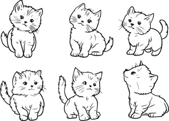 Fototapeta premium Set kittenes. Hand drawn vector illustration