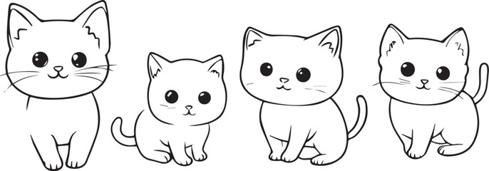 Set kittenes. Hand drawn vector illustration