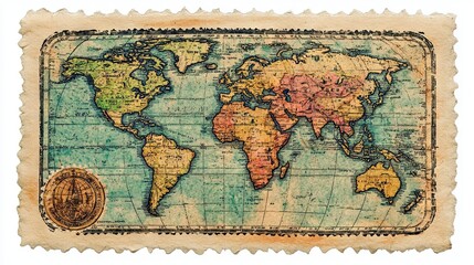 Obraz premium Worldwide travel postage stamp