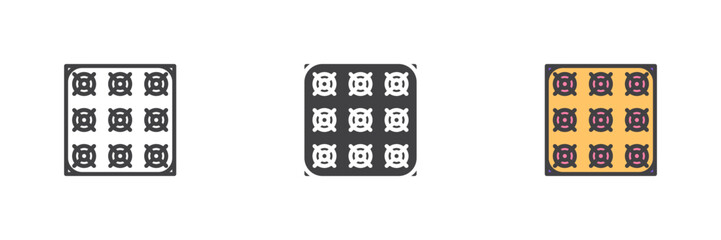 Mining asic farm different style icon set