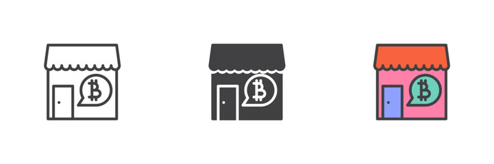 Bitcoin accepted shop different style icon set