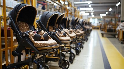 Production of baby strollers at the factory 