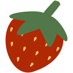Simple Strawberry Illustration - Minimalist Fruit Design for Commercial Use