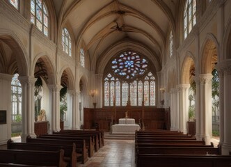 Fototapeta premium Historic church in Trancoso Square with stunning stained glass windows and architectural details , quadrado square, historic church
