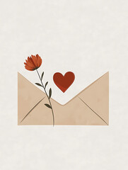 Sending love heartfelt letter with flower digital art romantic setting close-up emotions