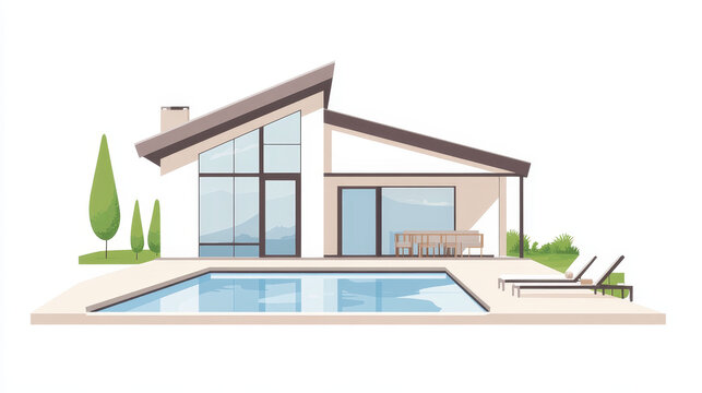 recommend clip art: Real estate line art icon with pool. Real estate property, rent market outline symbol, dwelling sale company or house loan service thin line vector sign or pictogram with house pool ladder