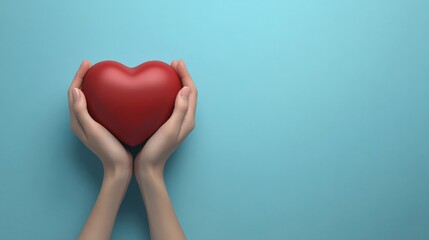 Obraz premium Hands holding a heart symbolizing health insurance and care
