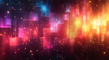 Abstract pixel retro 8-bit neon chaotic lo-fi rainbow video game glitch noise texture square tiles create a retro video game pixelated background with a neon pastel pattern reminiscent of the 80s 
