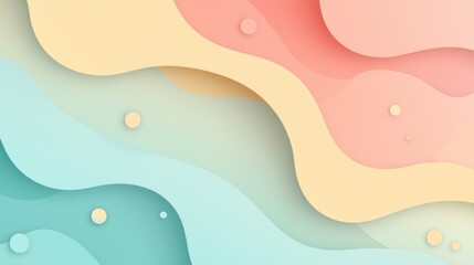 Naklejka premium Soft Abstract Waves in Pastel Colors with Circular Details