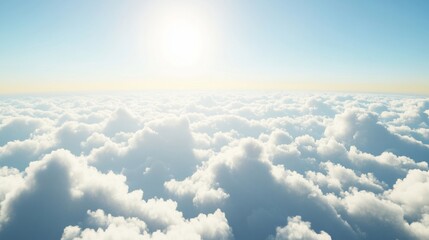Fototapeta premium Majestic view of a sea of clouds with a bright sun illuminating the sky above