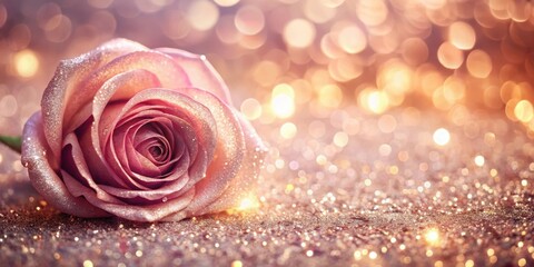 Sparkling Rose Background with Glitter , beautiful scene