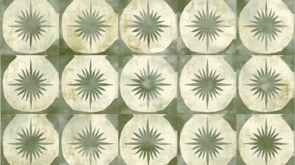Sage green starburst pattern on distressed background.