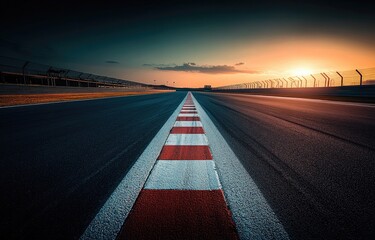 Fototapeta premium Sunset at the Racetrack: Asphalt Horizon Beckons