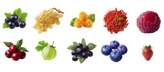 Various fruit sets on a white background
