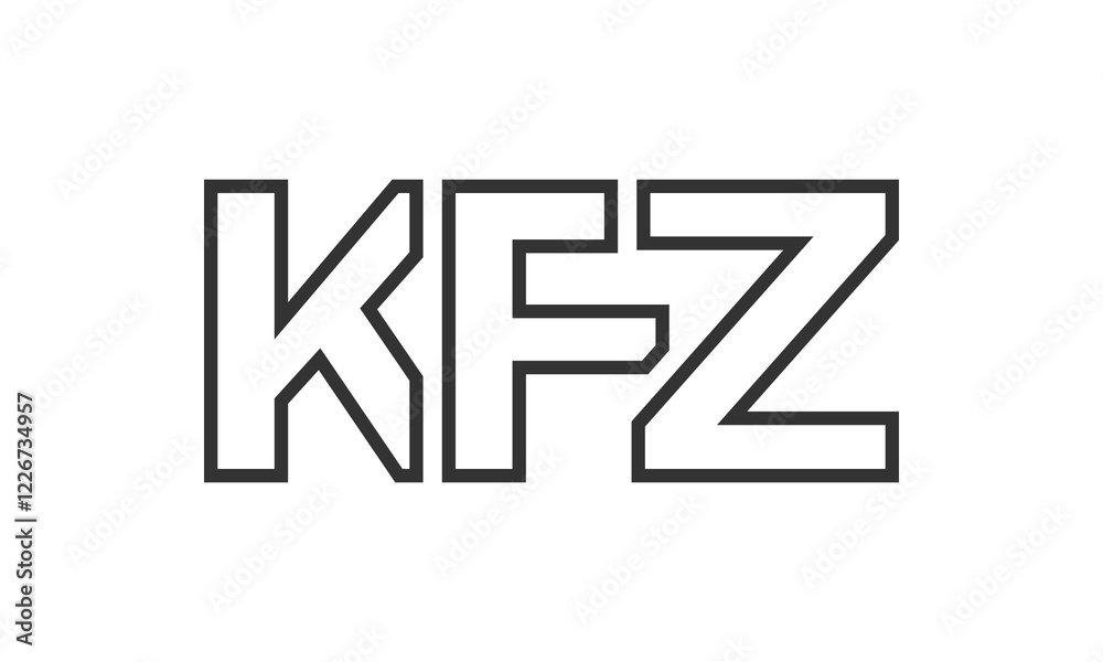 Fototapete kfz logo design template with strong and modern bold text. initial based vector logotype featuring s