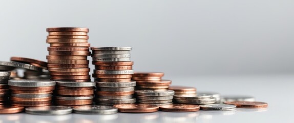 A pile of coins stacked on top of each other.
