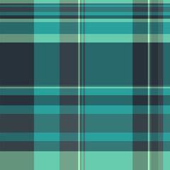Female fabric pattern seamless, stripe textile plaid check. Sexual texture tartan background vector in dark and matte teal colors.