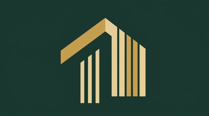 Obraz premium Modern architectural design featuring a stylized building logo on a dark background