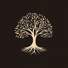 Naklejka premium Tree of life logo on black isolated background