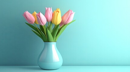 Tulips in a vase on an isolated background