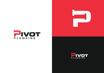 Pipe with letter P logo design concept 